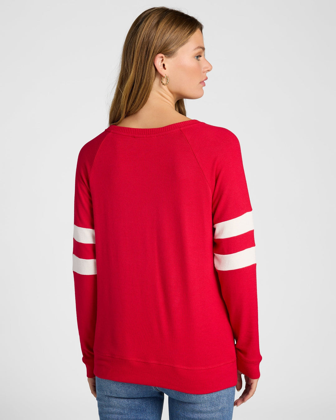 Chilipepper/Cream $|& 78&SUNNY Shoreline Varsity Cozy Top - SOF Back