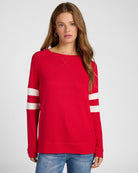 Chilipepper/Cream $|& 78&SUNNY Shoreline Varsity Cozy Top - SOF Front