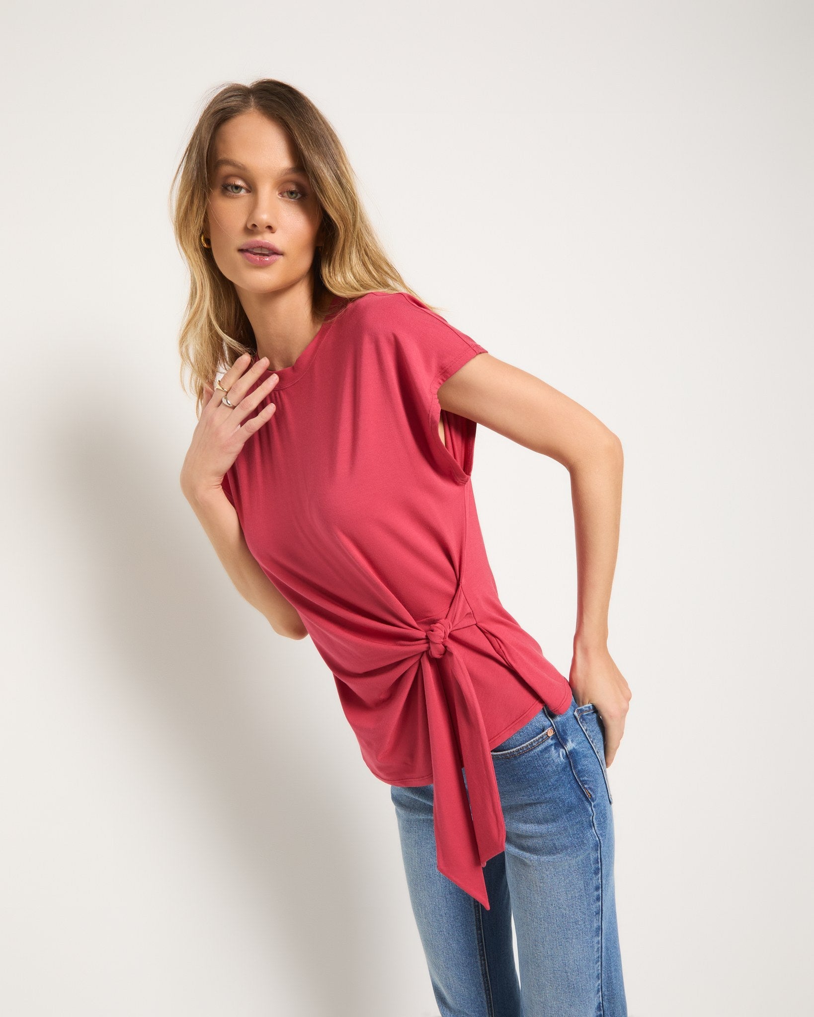 Soft Rose $|& SEAS Tidal Tied Waist Tee - VOF Front