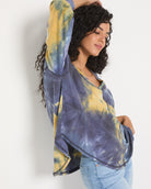 Midnight Tie Dye $|& SEAS Shore V-Neck Light Weight Thermal Top - VOF Front