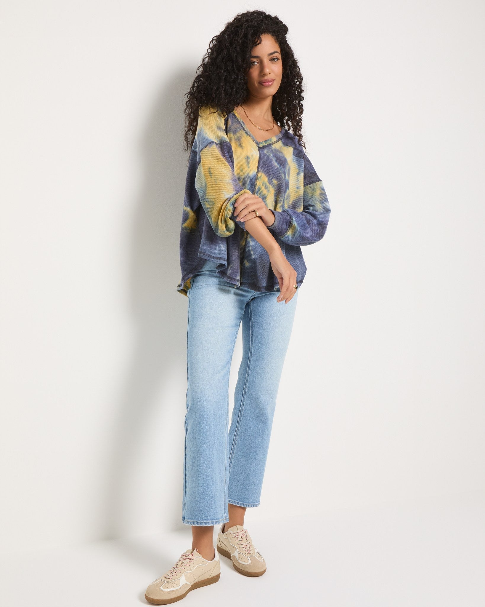 Midnight Tie Dye $|& SEAS Shore V-Neck Light Weight Thermal Top - UGC On Fig