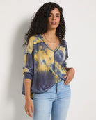 Midnight Tie Dye $|& SEAS Shore V-Neck Light Weight Thermal Top - SOF Back