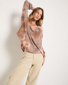 Khaki Tie Dye $|& SEAS Shore V-Neck Light Weight Thermal Top - SOF Full Front