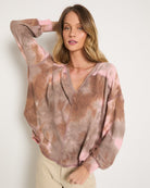 Khaki Tie Dye $|& SEAS Shore V-Neck Light Weight Thermal Top - SOF Front