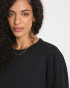 Black $|& SEAS Harbor Puff Sleeve Sweatshirt - VOF Side