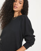 Black $|& SEAS Harbor Puff Sleeve Sweatshirt - VOF Front