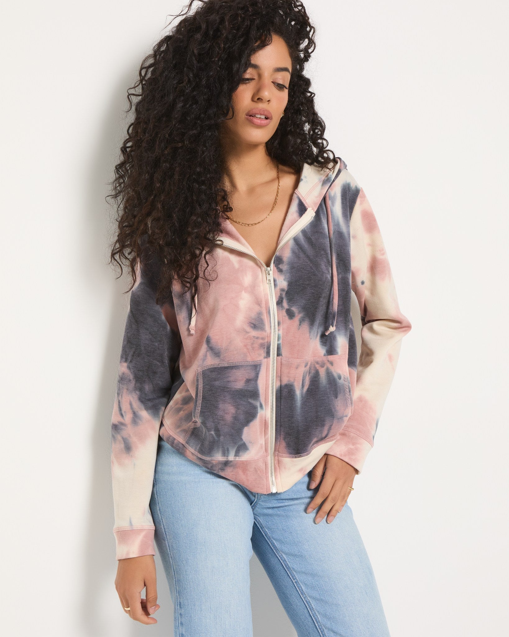 Beachy Blush Tie Dye $|& SEAS Union Square Tie Dye French Terry Zip - SOF Back