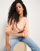 Beachy Blush $|& SEAS Brooksville One Shoulder Sweatshirt - VOF Front