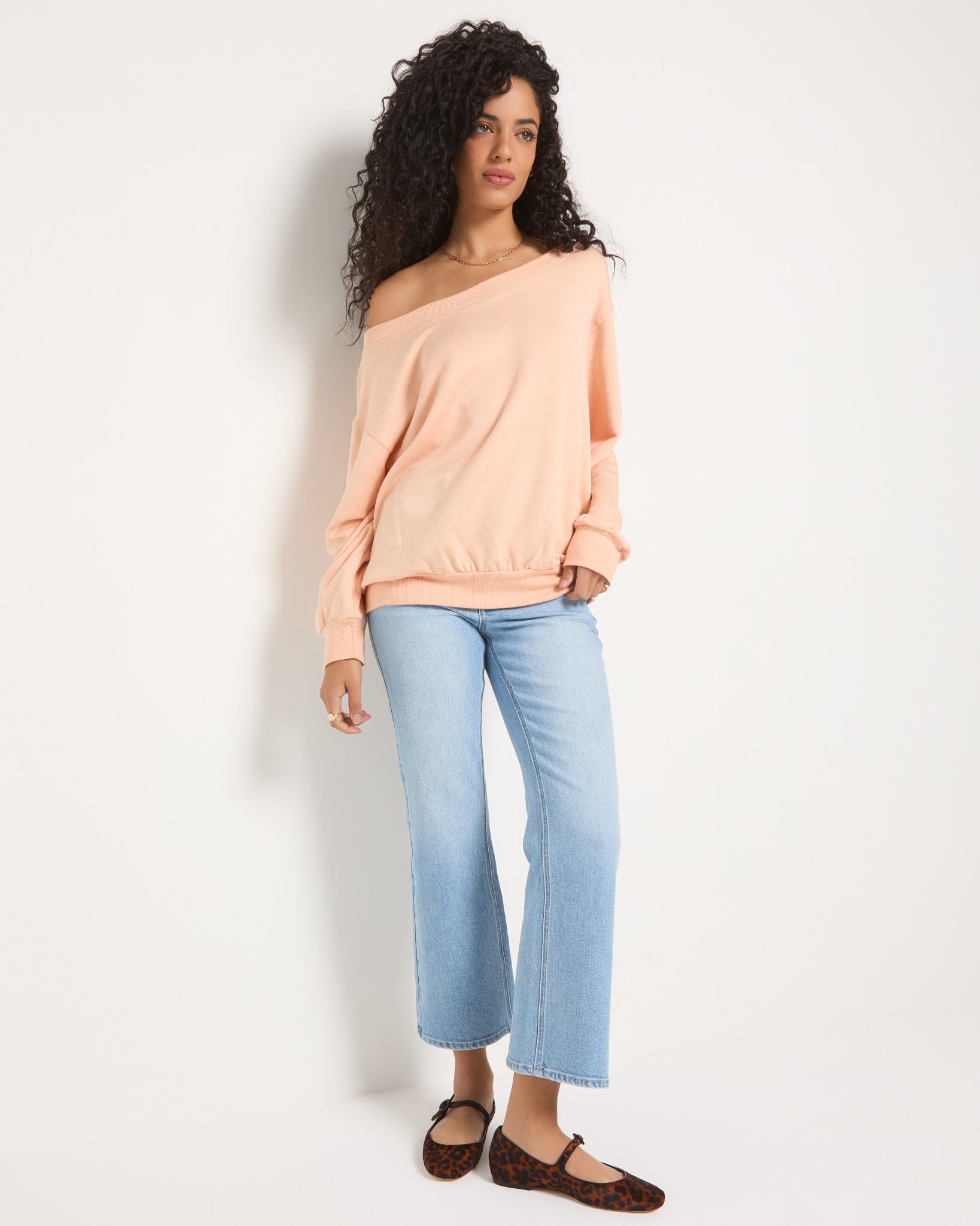 Beachy Blush $|& SEAS Brooksville One Shoulder Sweatshirt - SOF Front