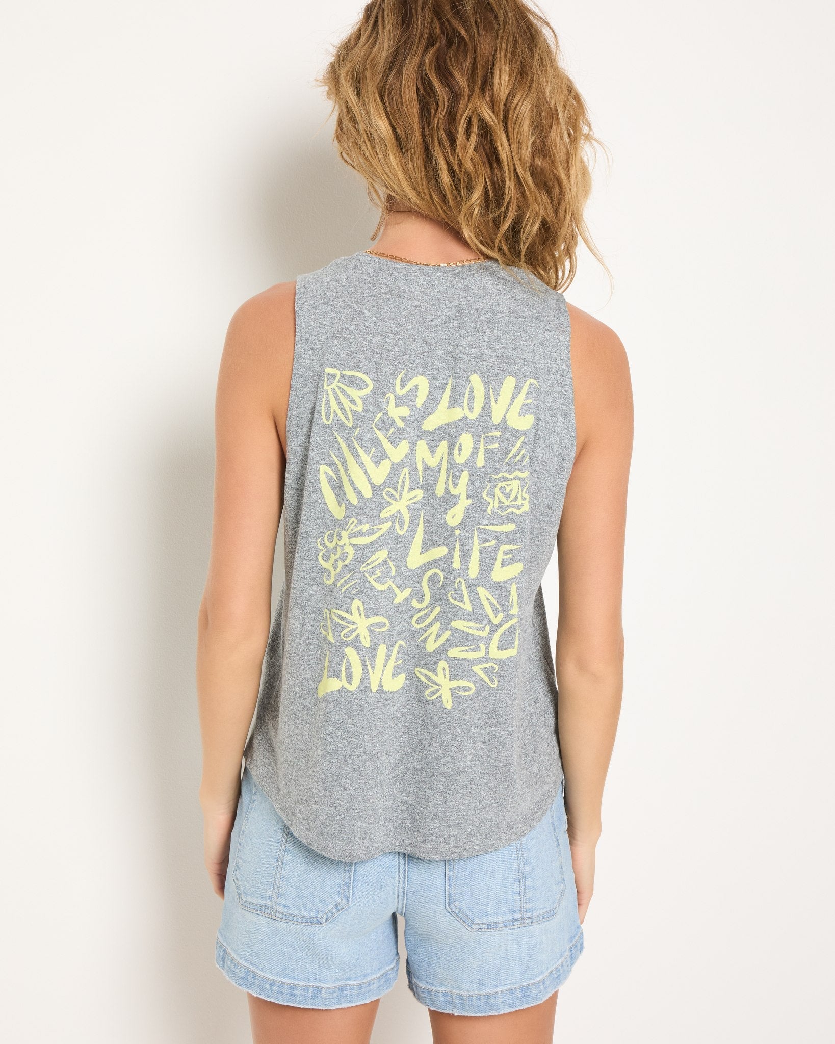 Heather Grey $|& SEAS Grace Fleur Muscle Tank - SOF Back