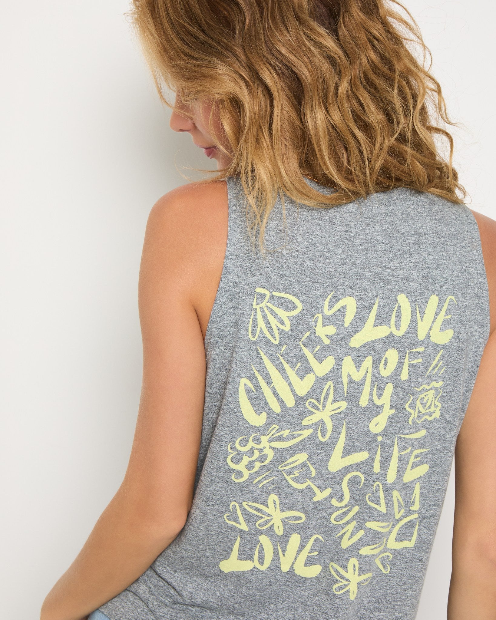 Heather Grey $|& SEAS Grace Fleur Muscle Tank - VOF Side