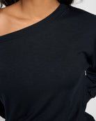 Black $|& SEAS Brooksville Slub Off The Shoulder Top - SOF Full Front