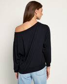 Black $|& SEAS Brooksville Slub Off The Shoulder Top - SOF Back