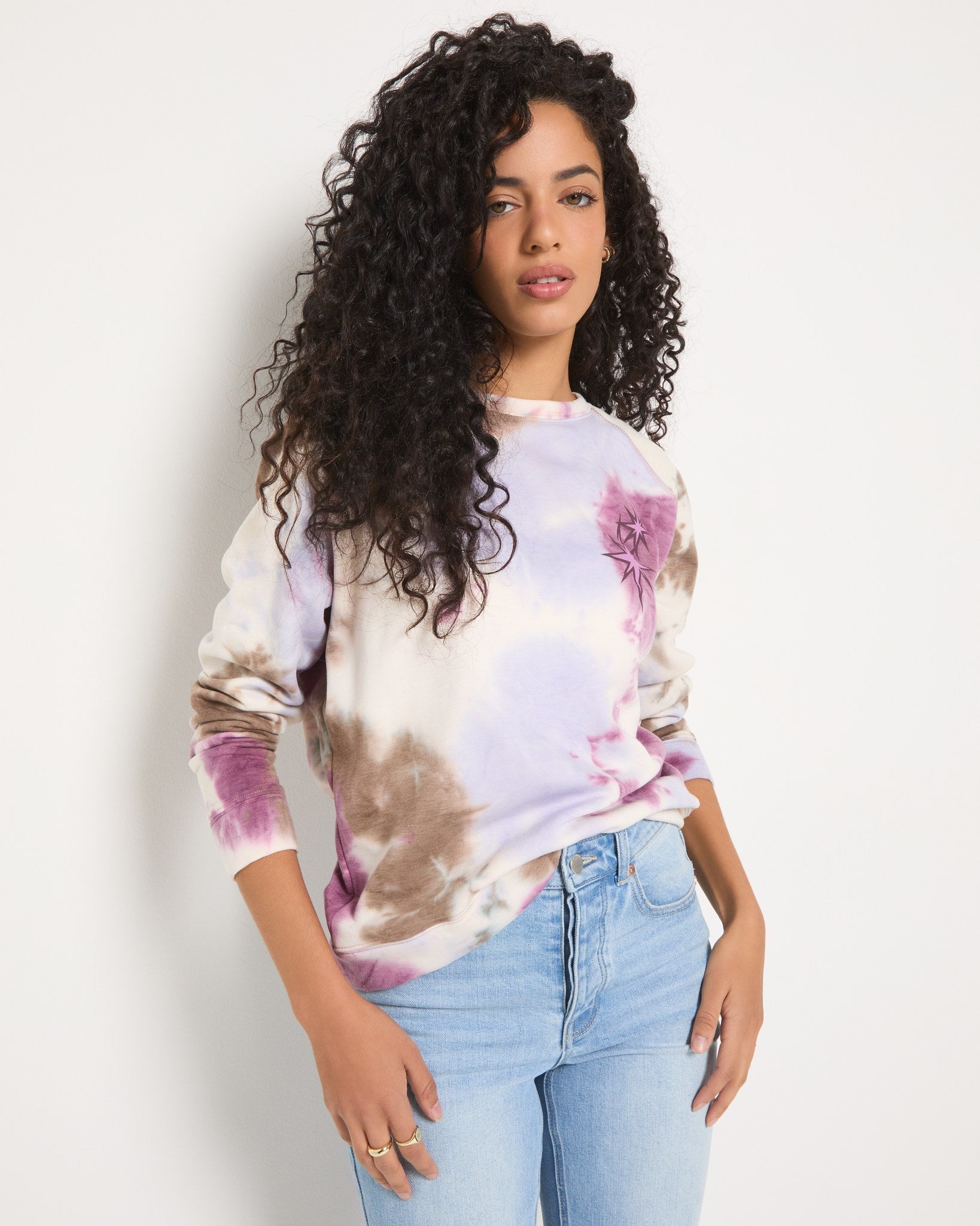 Rouge Printed Tie Dye $|& SEAS Golden Hour Tie Dye Graphic Sweatshirt - SOF Front