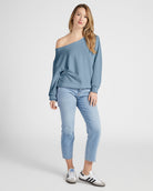 French Blue $|& SEAS Brooksville One Shoulder Sweatshirt - UGC On Fig