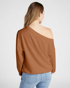 Camel $|& SEAS Brooksville One Shoulder Sweatshirt - SOF Back