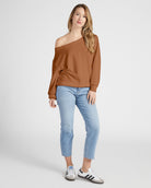 Camel $|& SEAS Brooksville One Shoulder Sweatshirt - UGC On Fig