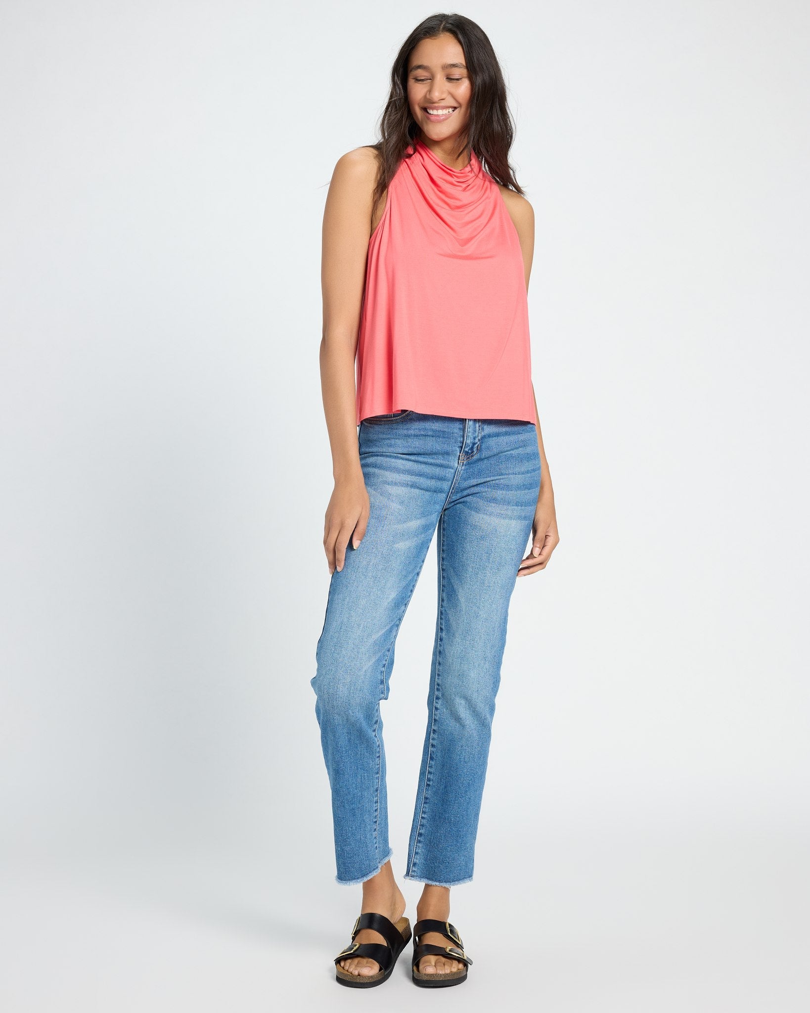 Coral $|& SEAS Haven Cowl Neck Tank - UGC On Fig