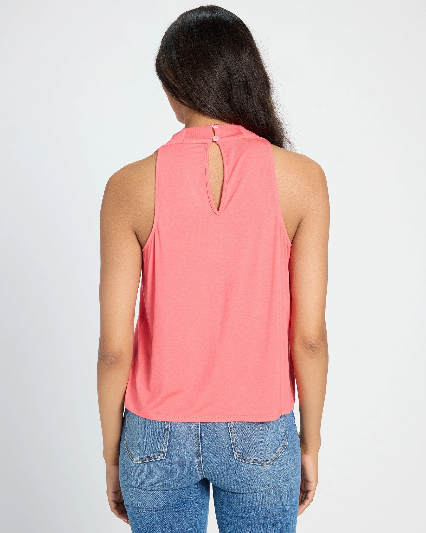 Coral $|& SEAS Haven Cowl Neck Tank - SOF Back