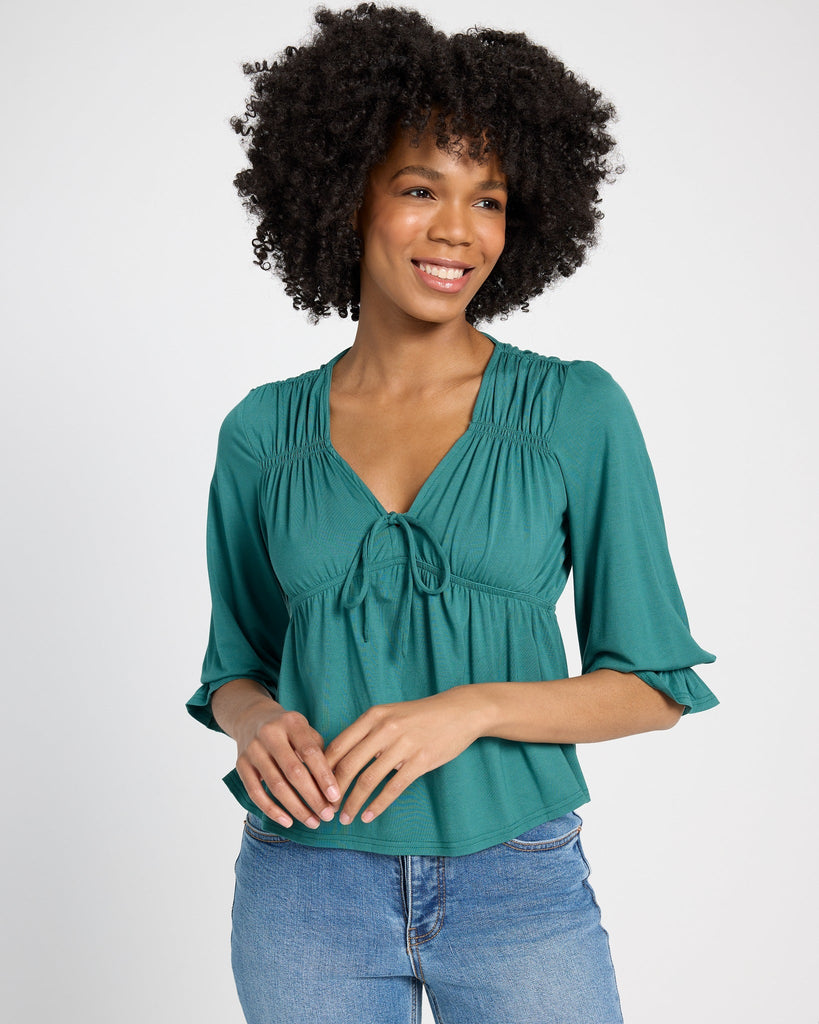 【最終価格】Wanderclad etc..　別注Ruffle Neck Top Wanderclad etc.. ワンダークラッド Ruffle Neck Top