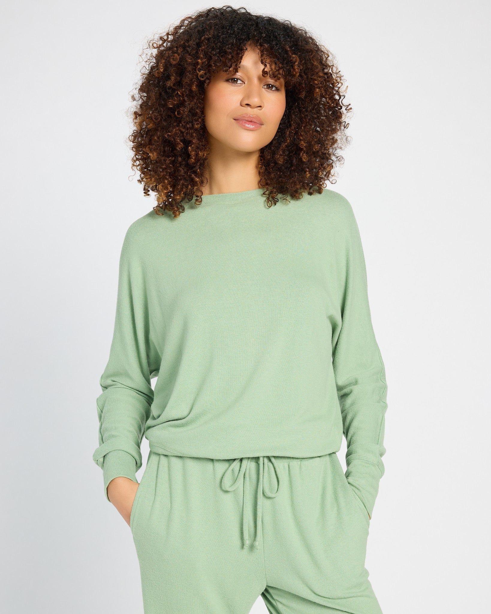 Soft Sage $|& SEAS Rest Easy Dolman Sleeve Hacci Top - SOF Front