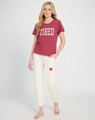 Merlot $|& SEAS Tired Graphic Sleep Tee - UGC On Fig