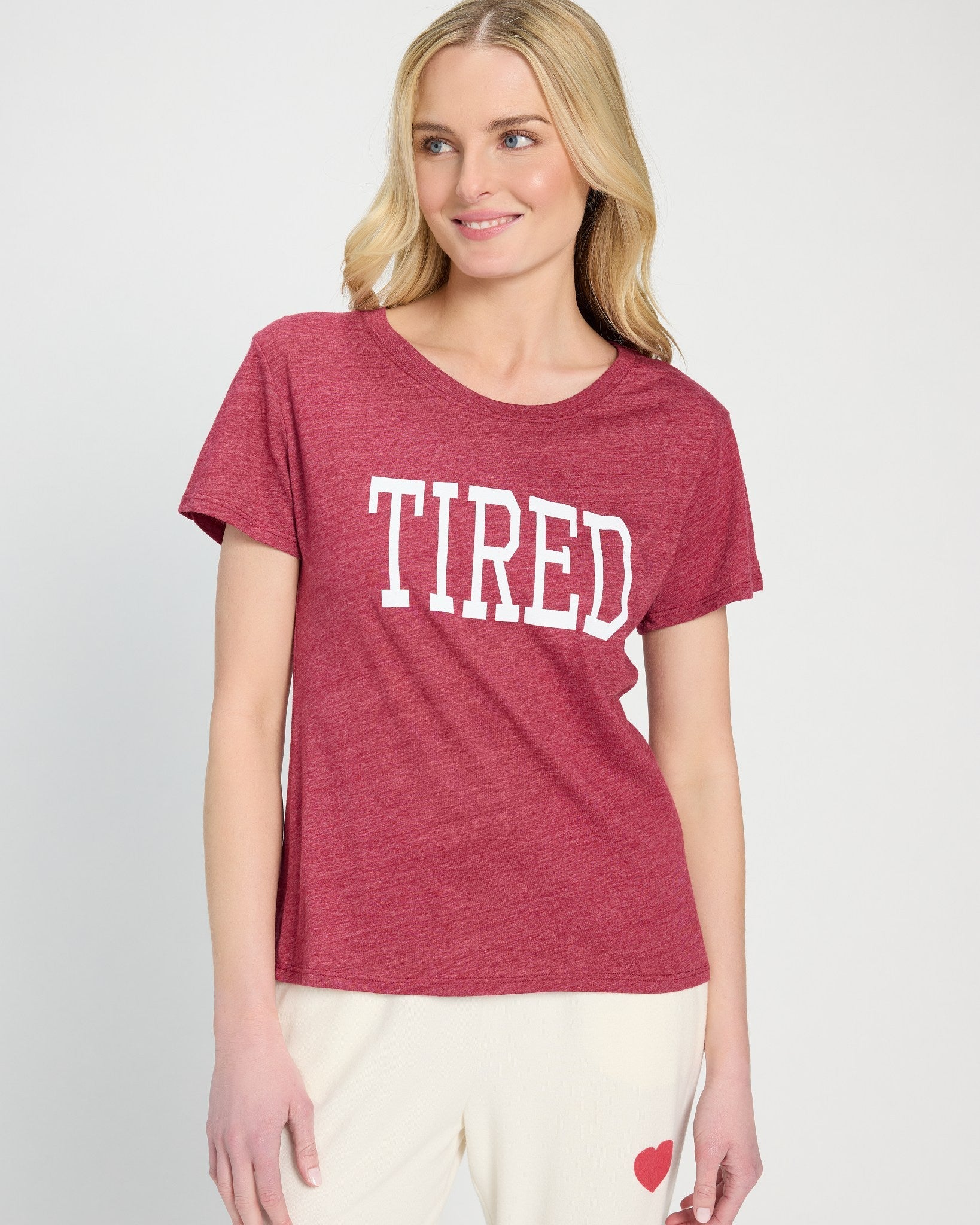 Merlot $|& SEAS Tired Graphic Sleep Tee - SOF Front