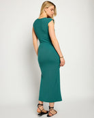 Deep Teal Green $|& SEAS Fairfax Ruched Midi Dress - SOF Back