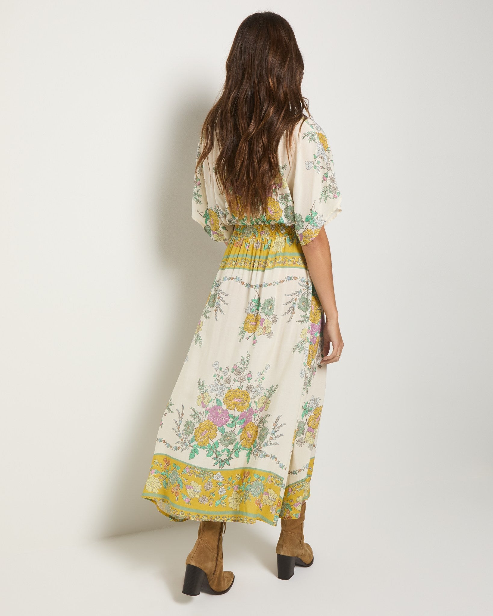 Cream Floral $|& SEAS Topanga Printed Midi Dress - SOF Back