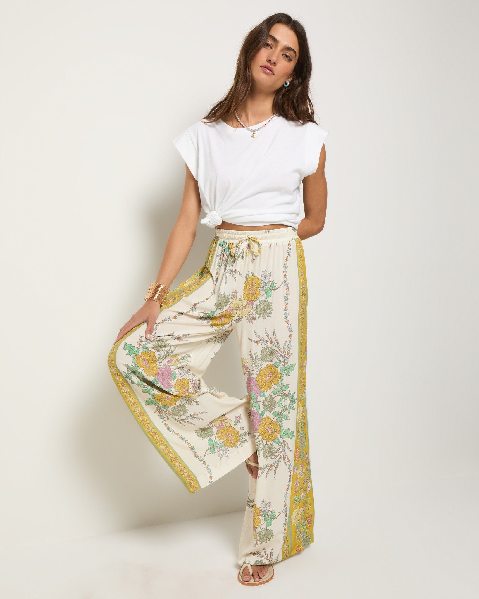 Cream Floral $|& SEAS Zuma Smocked Waist Pant - UGC On Fig