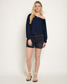 Sapphire $|& SEAS Brooksville Slub Off The Shoulder Top - UGC On Fig