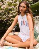 White $|& SEAS Grace 78 & Sunny Graphic Muscle Tank - SOF Side