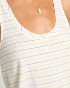 Lime Birch Stripe $|& SEAS Surfside Stripe Scoop Tank - SOF Full Front