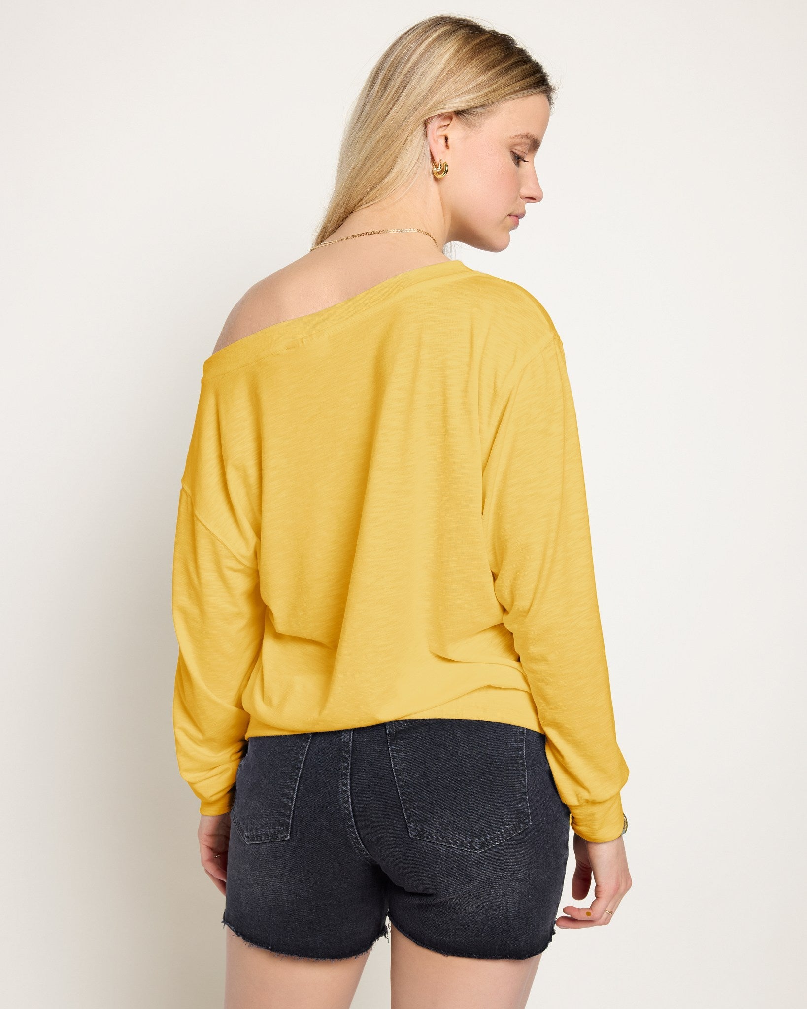 Golden $|& SEAS Brooksville Slub Off The Shoulder Top - SOF Back