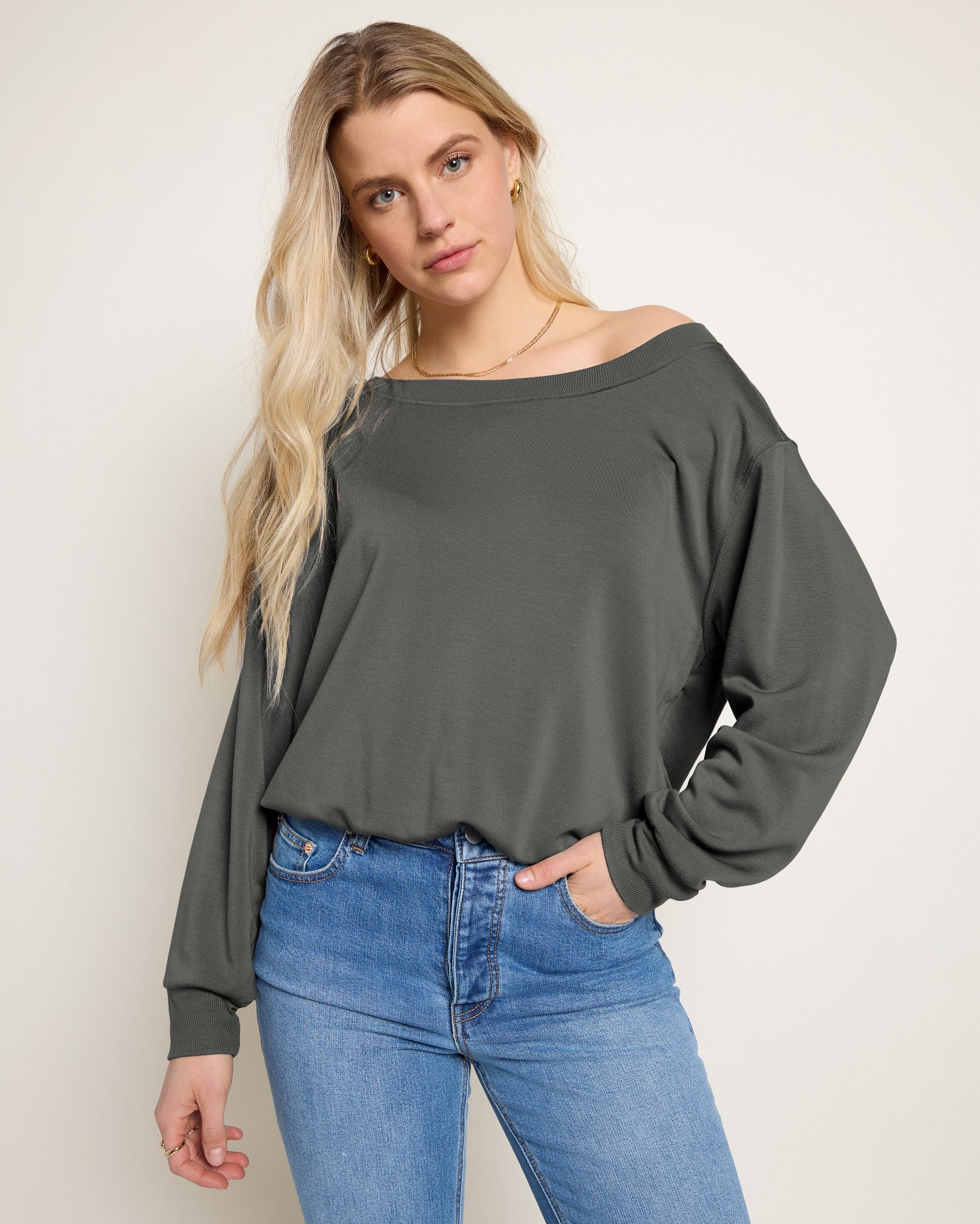 Eclipse $|& SEAS Brooksville One Shoulder Sweatshirt - SOF Front