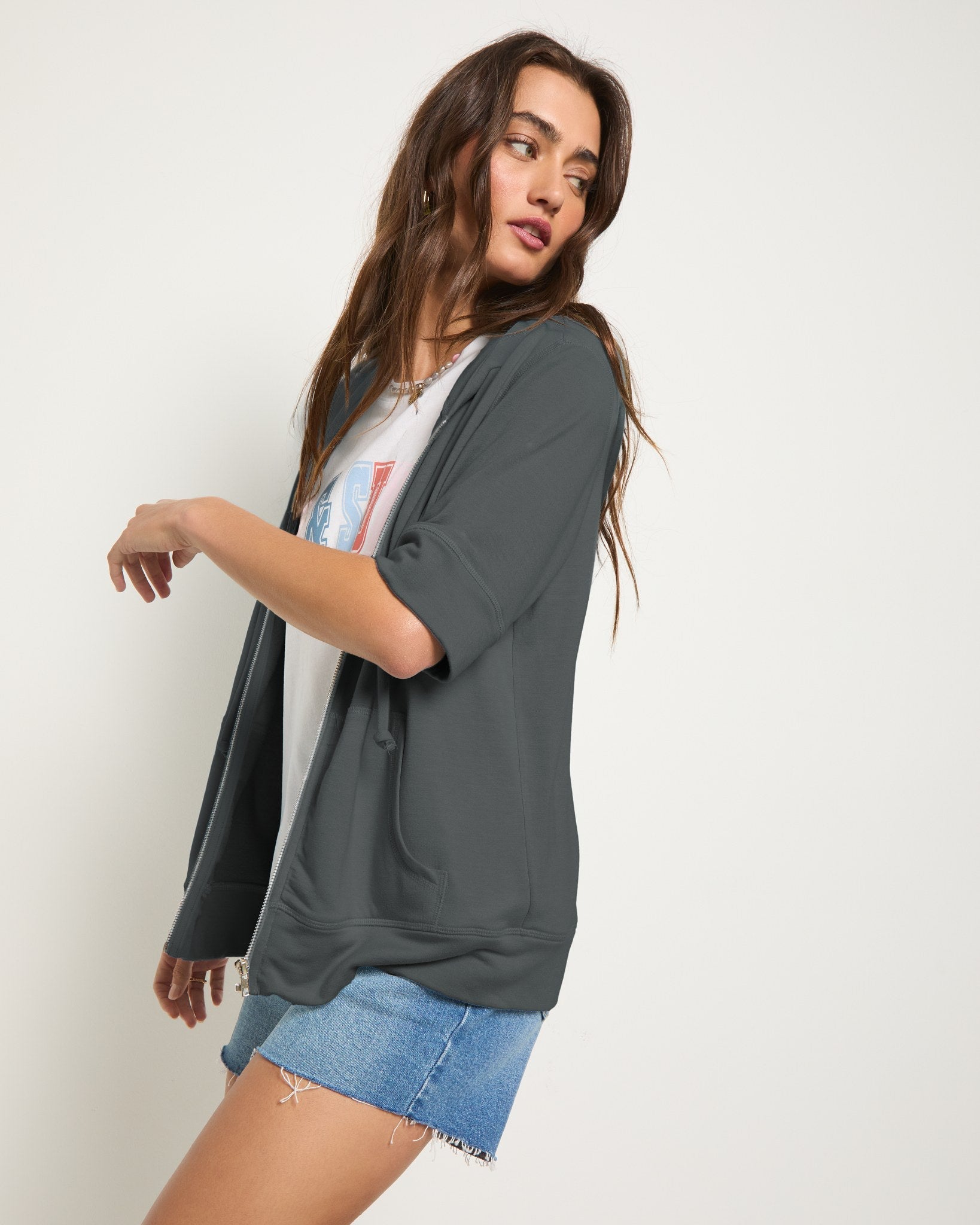 Eclipse $|& SEAS Short Sleeve Fleece Zip Up - SOF Full Front