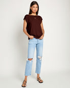 Mahogany $|& SEAS Brentwood Boat Neck Top - UGC On Fig