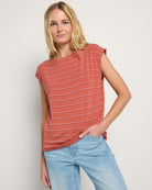 Burlwood Stripe $|& SEAS Brentwood Boat Neck Stripe Top - SOF Front