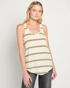 Cream Stripe $|& SEAS Surfside Stripe Scoop Tank - SOF Front