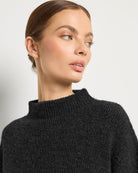 Black $|& SEAS Desert Rose Funnel Neck Sweater - SOF Full Front