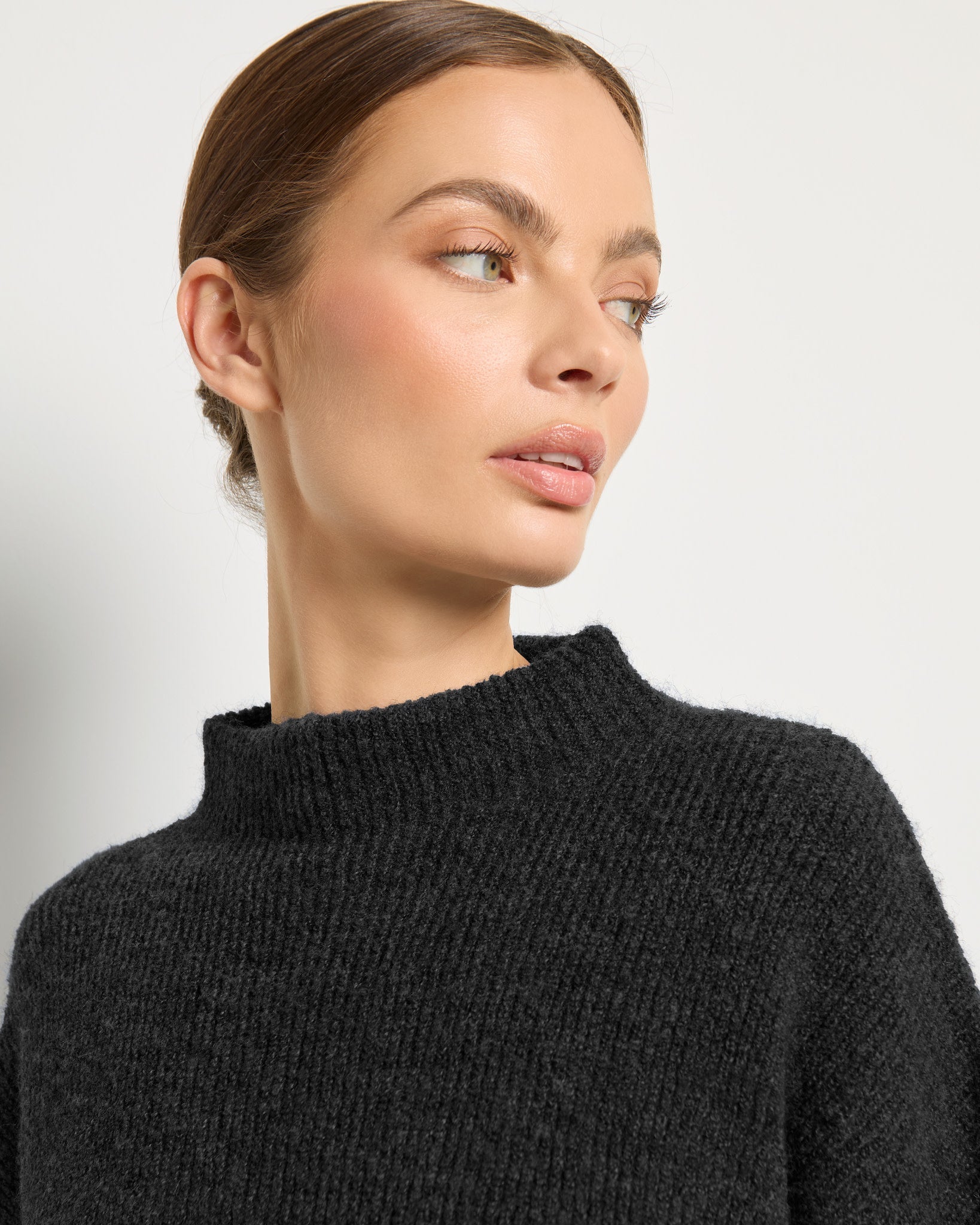 Black $|& SEAS Desert Rose Funnel Neck Sweater - SOF Full Front