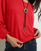 Pomegranate $|& SEAS Waverly V-Neck Top - SOF Full Front