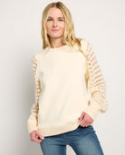 Cream $|& SEAS Opulent Mixed Media Sweatshirt - SOF Front