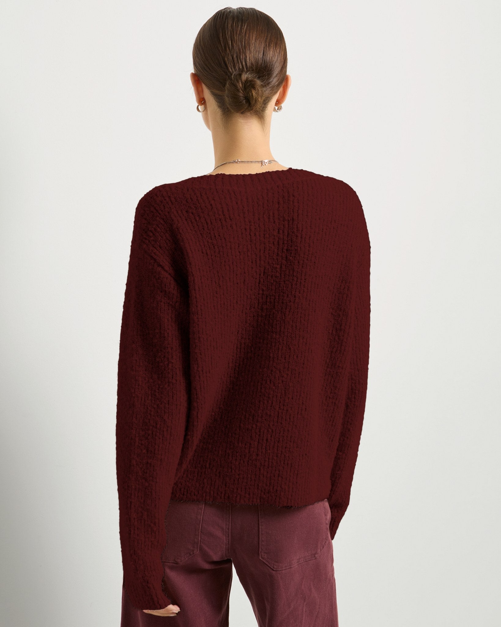 Black Cherry $|& SEAS Easy to Love Cardigan - SOF Back