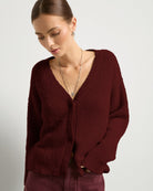 Black Cherry $|& SEAS Easy to Love Cardigan - SOF Front