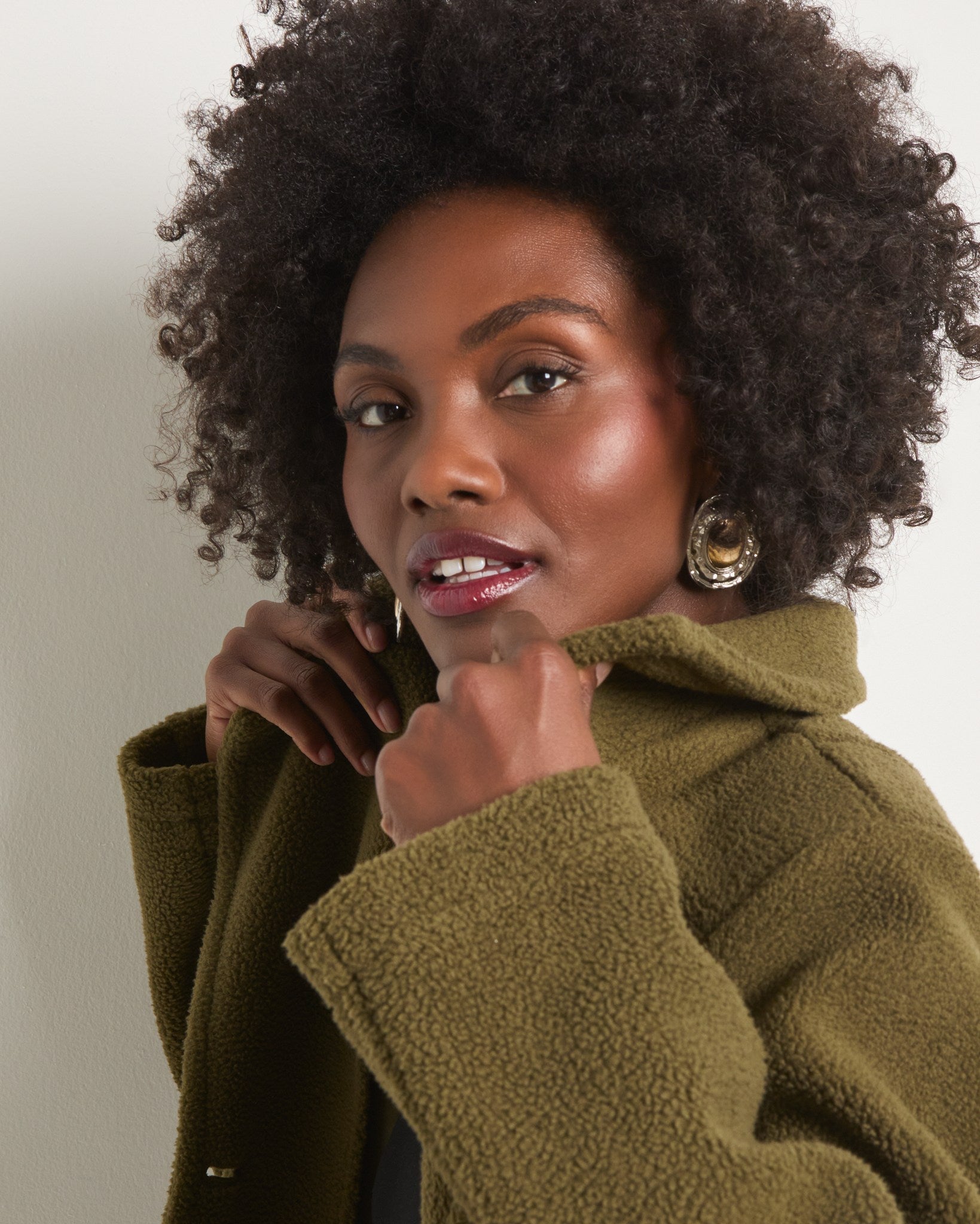 Olive Branch $|& SEAS Samantha Sherpa Coatigan - SOF Full Front