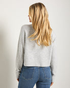 Heather Grey $|& SEAS Whisper Pointelle Cardigan - SOF Back