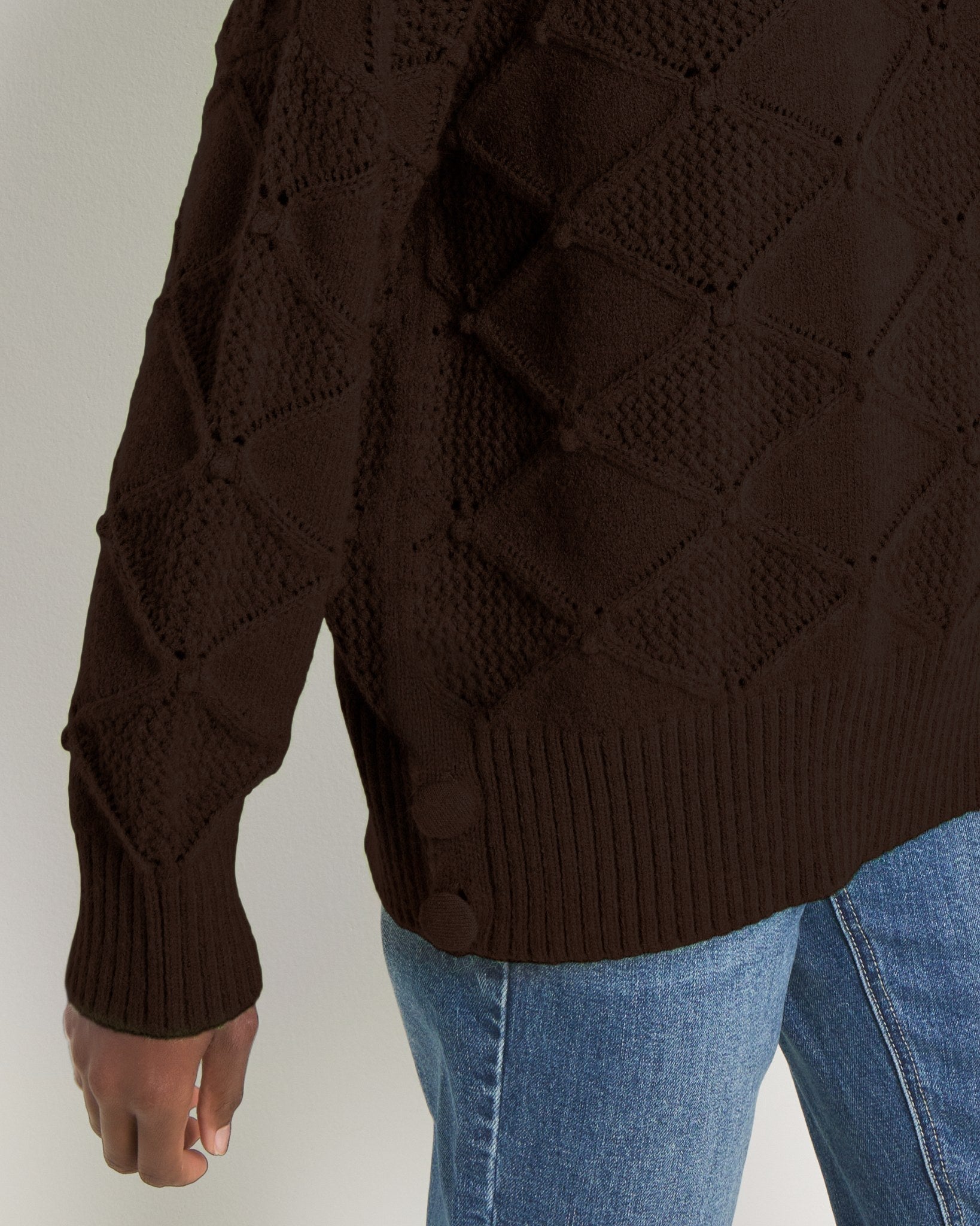 Espresso $|& SEAS Countryside Mockneck Sweater - SOF Full Front