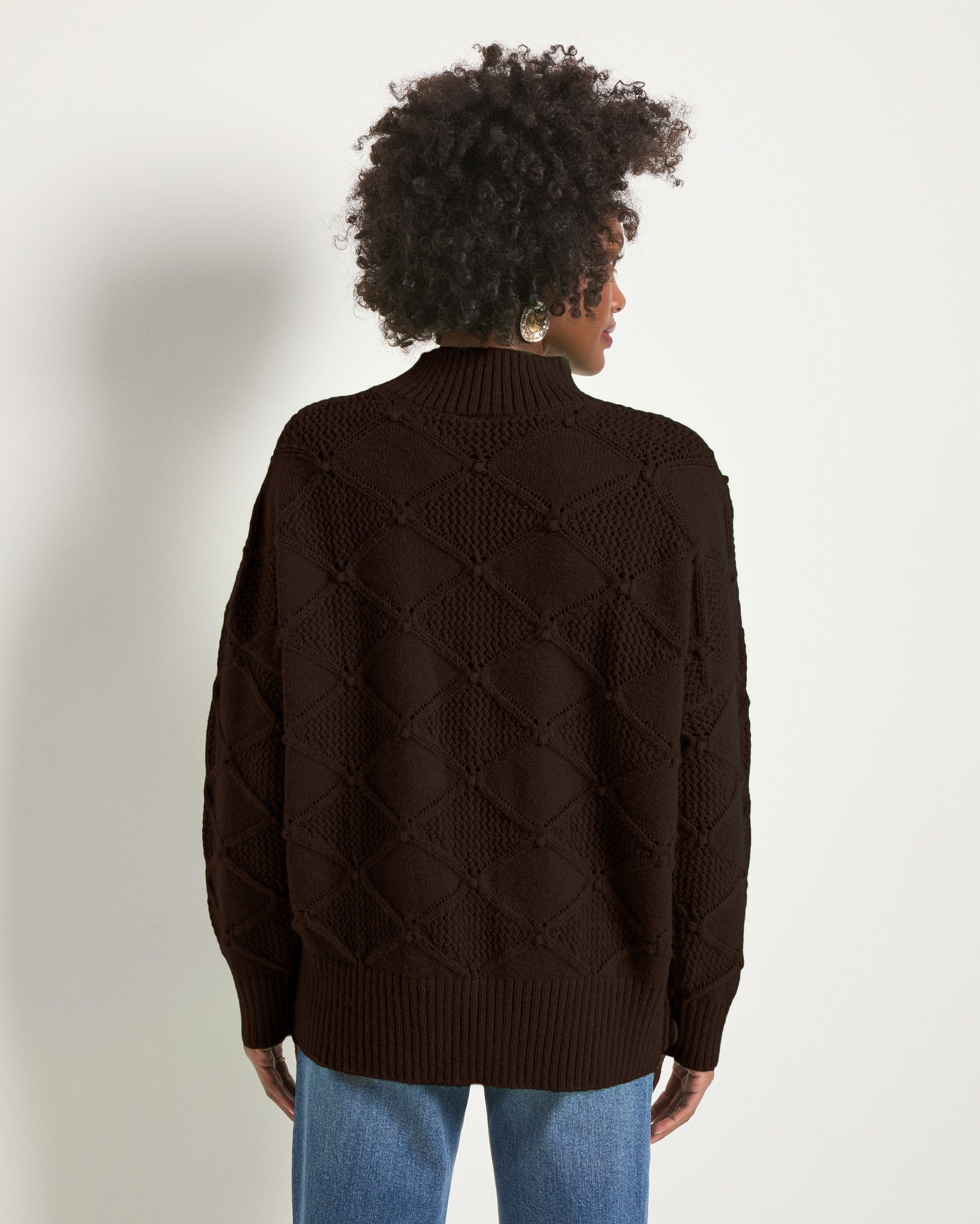 Espresso $|& SEAS Countryside Mockneck Sweater - SOF Back
