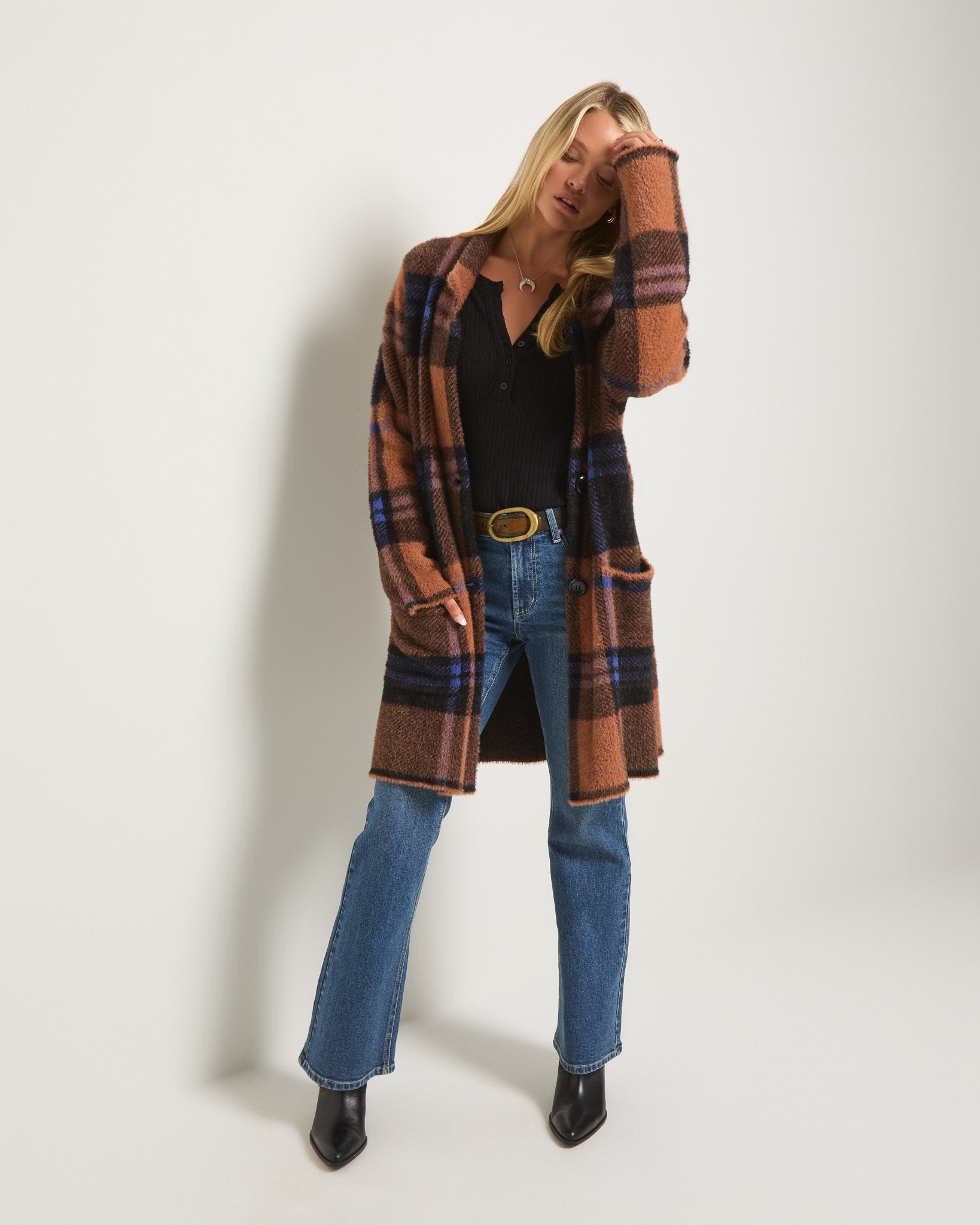 Toffee Plaid $|& SEAS Unity Coatigan - UGC On Fig